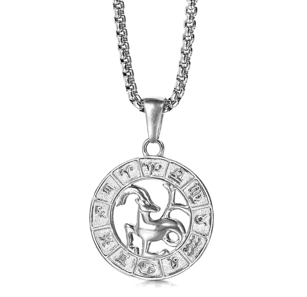 Constellations Round Pendant Necklaces Zodiac Sign - XD21