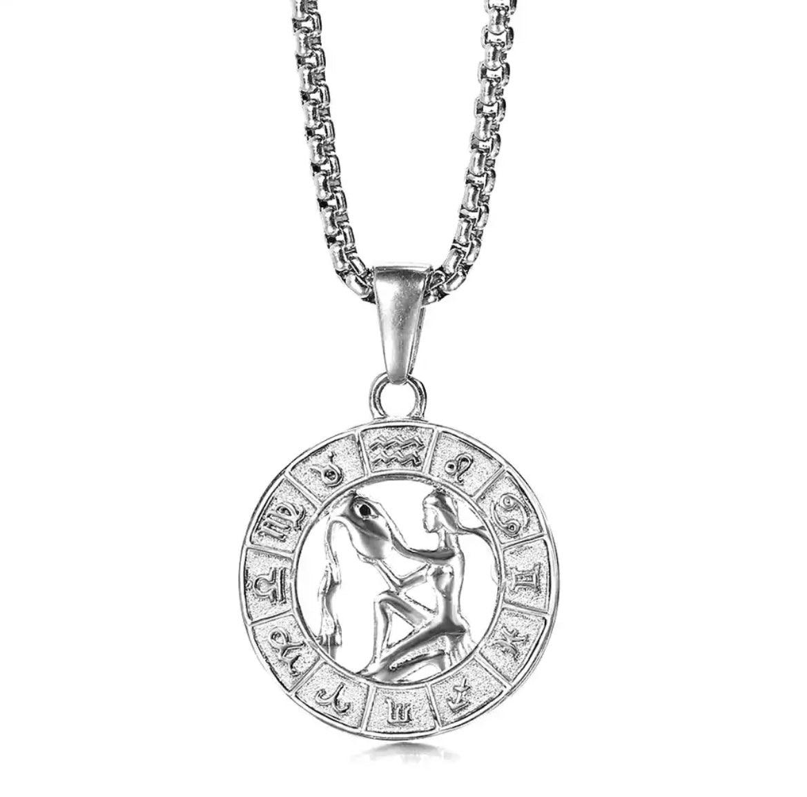 Constellations Round Pendant Necklaces Zodiac Sign - XD21
