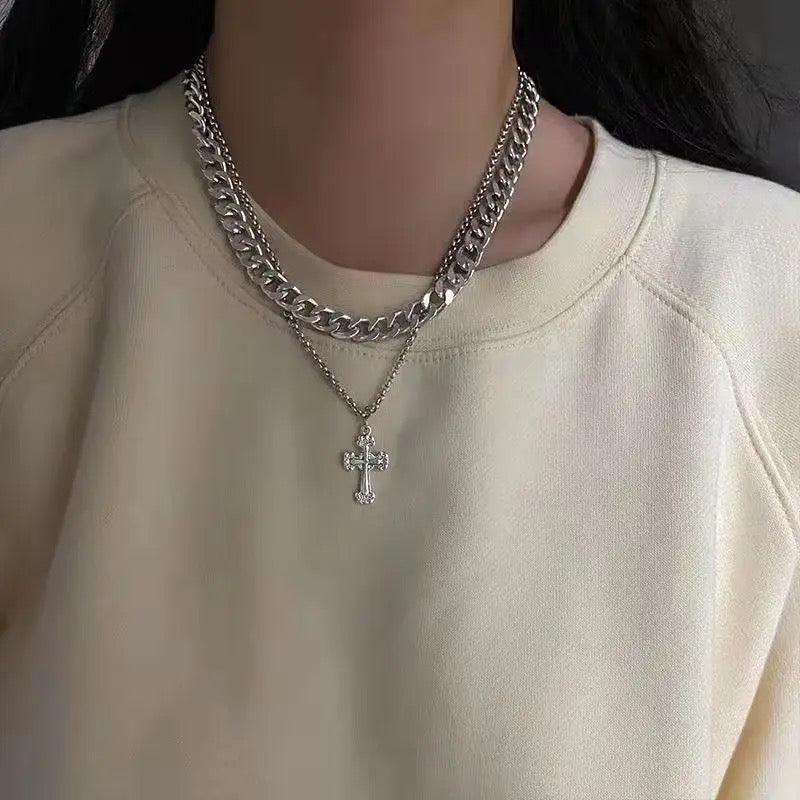 Cross Cuban Chain Pendant Necklace - XD21
