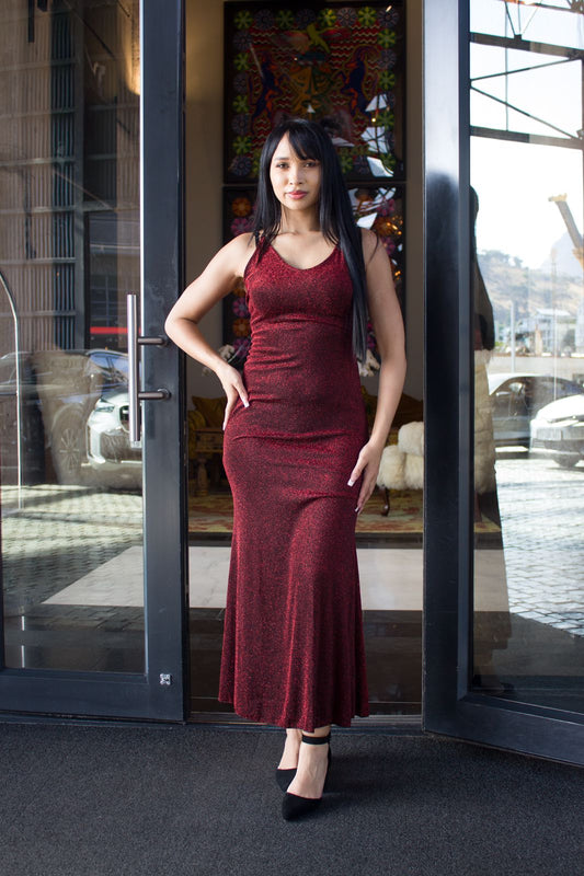 Cross Tie Back Glitter Mermaid Dress