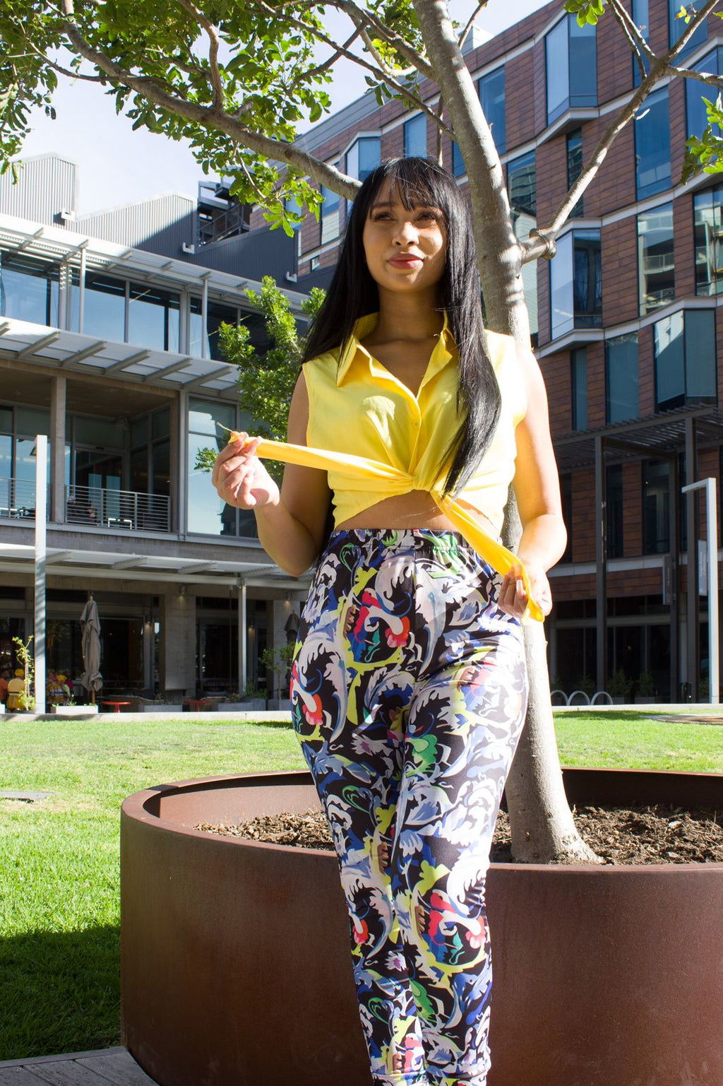 Bright Shirt and Pattern Leggings Two Piece Set