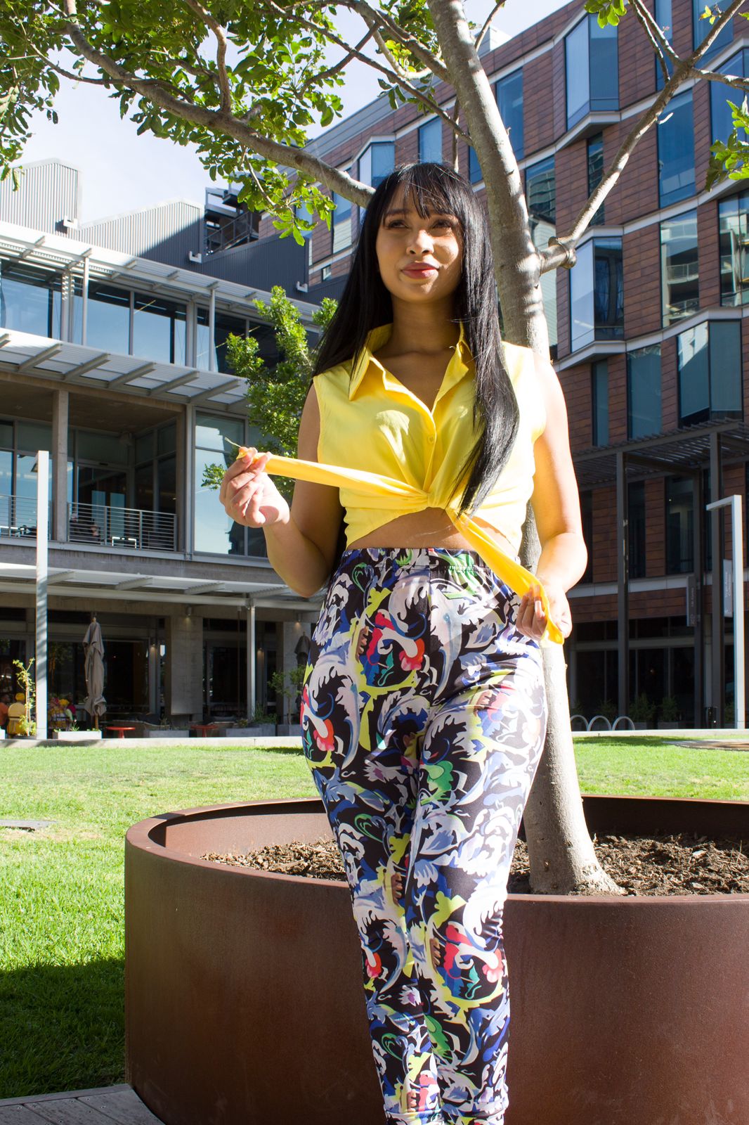 Bright Shirt and Pattern Leggings Two Piece Set