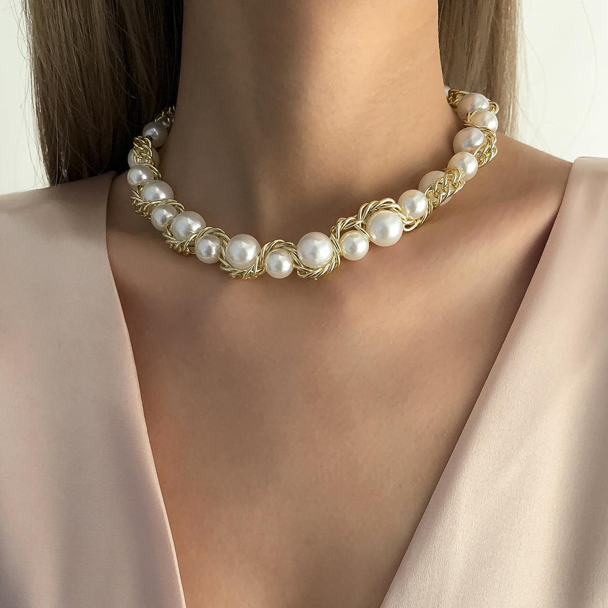 Elegant Short Pearl Choker Necklace - XD21