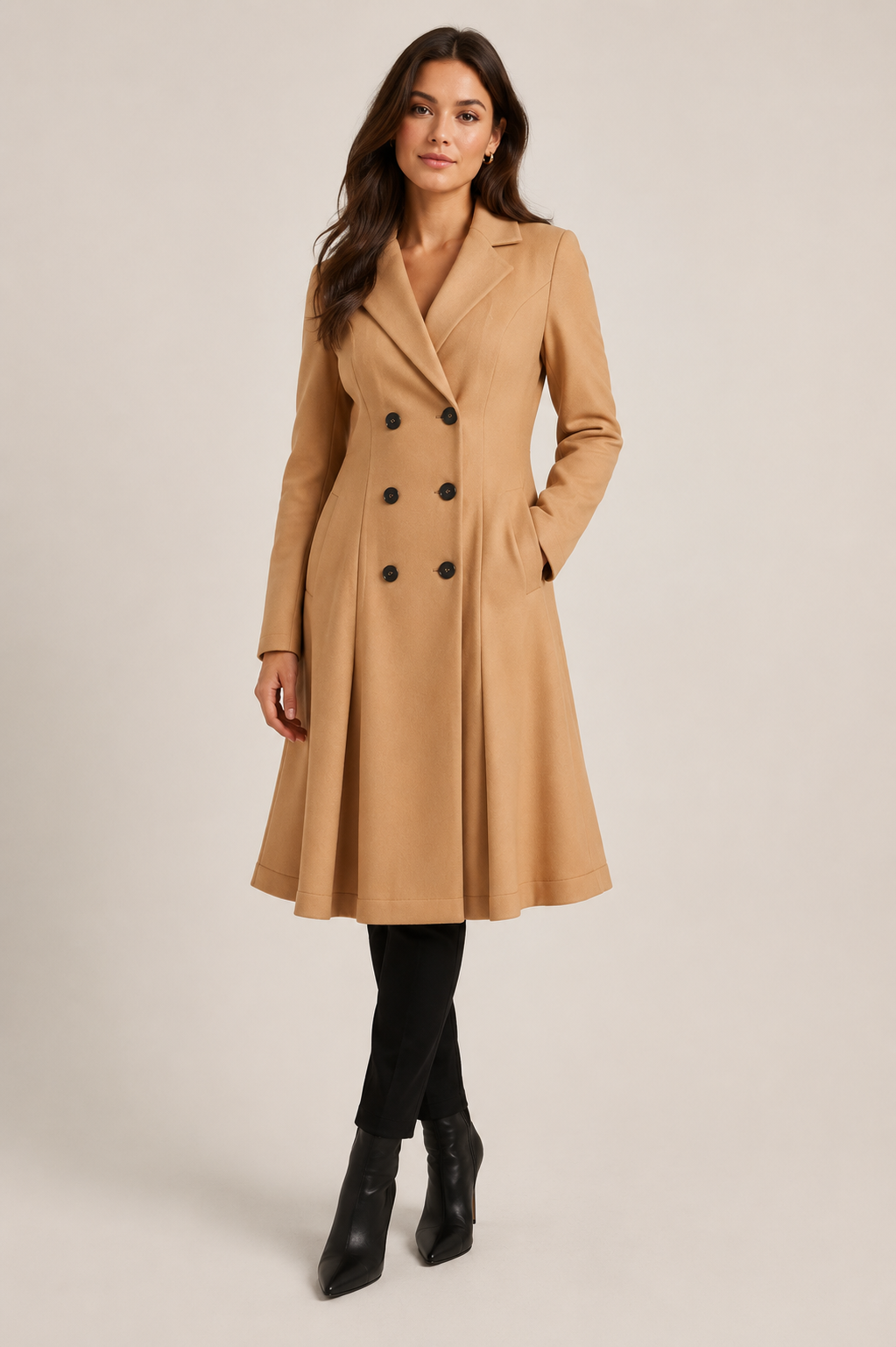 Elegant Double-Breasted Longline Coat