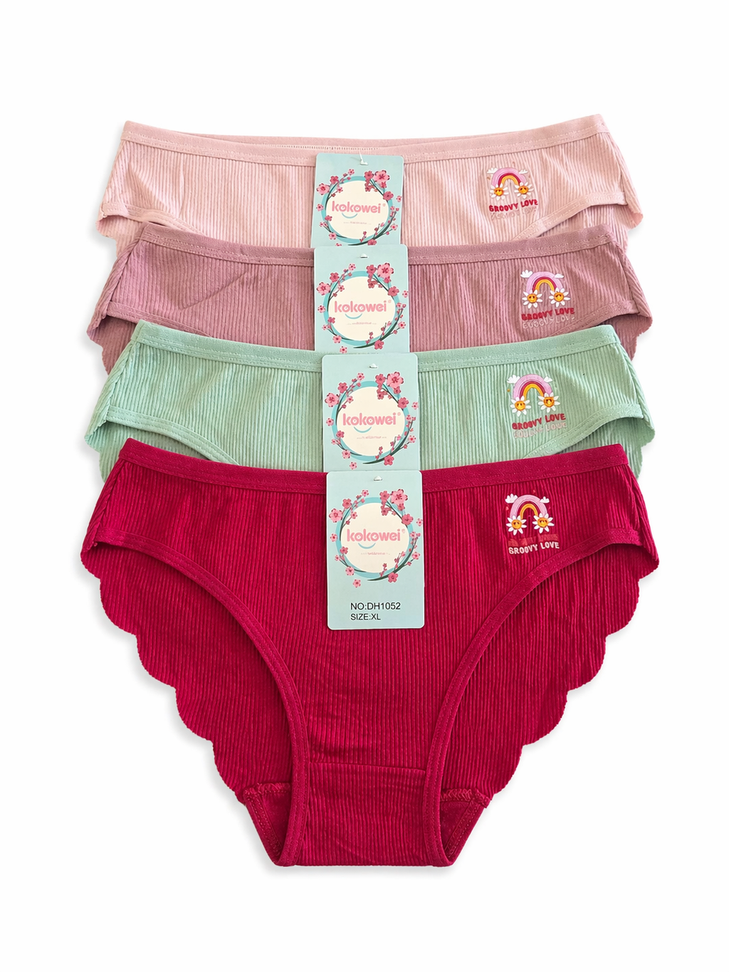 Ribbed Rainbow Print Brief Panty 2PC