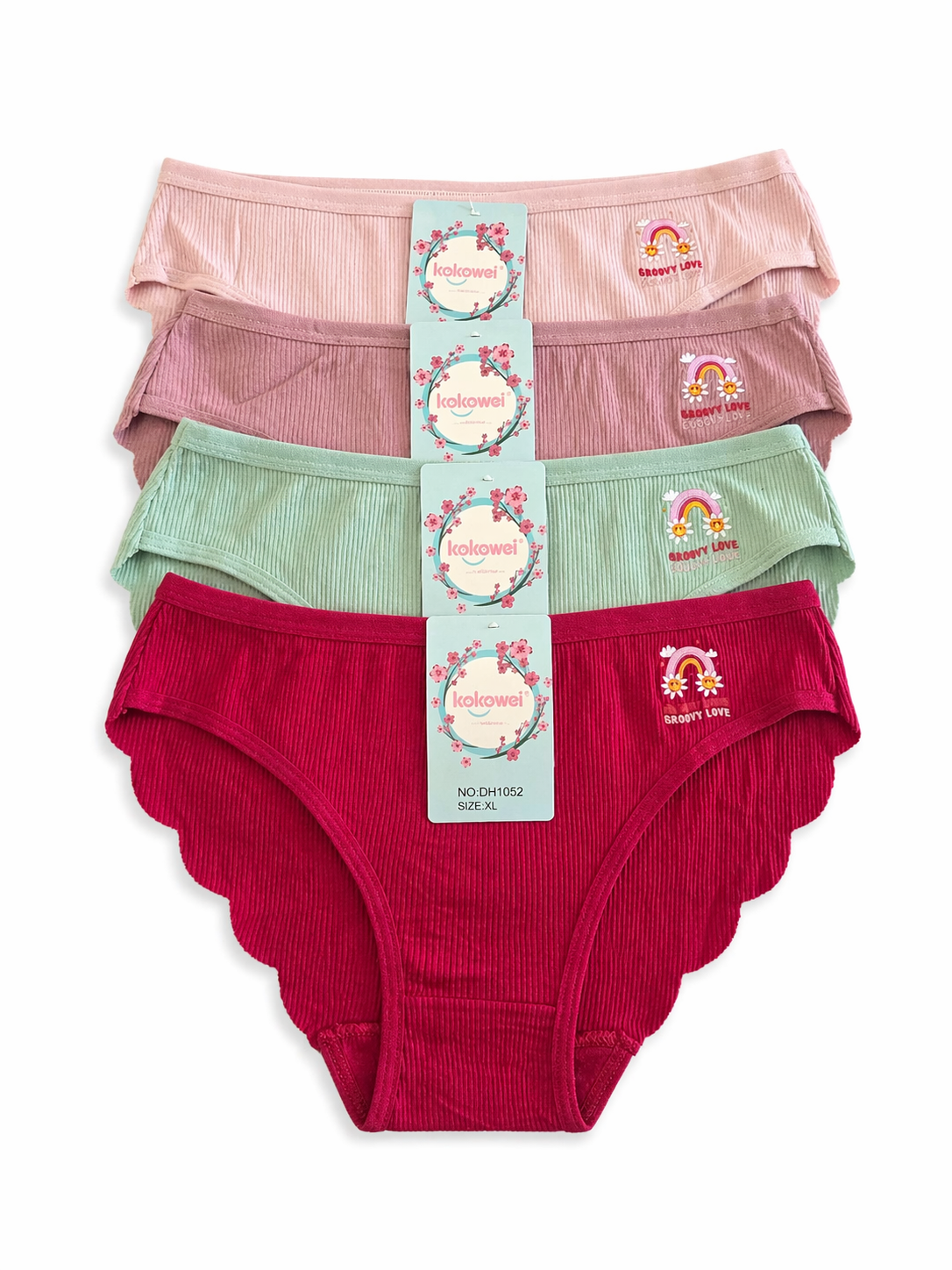Ribbed Rainbow Print Brief Panty 2PC