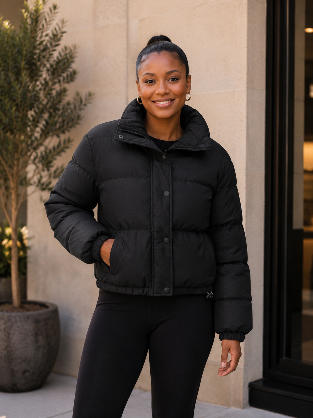 Women’s Cropped Puffer Winter Jacket