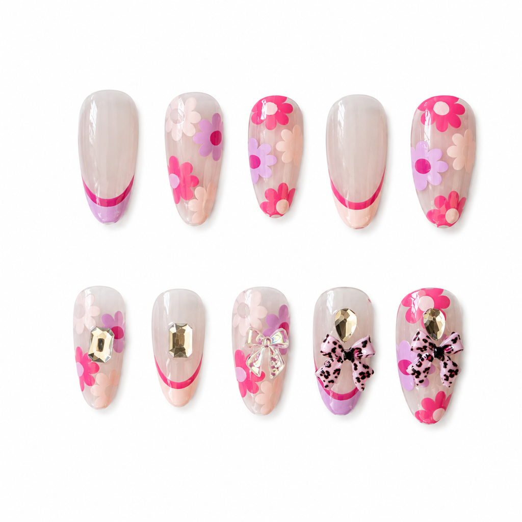 Luxury Bow Rhinestone Press-On Nails – Glam Artificial Nail Set