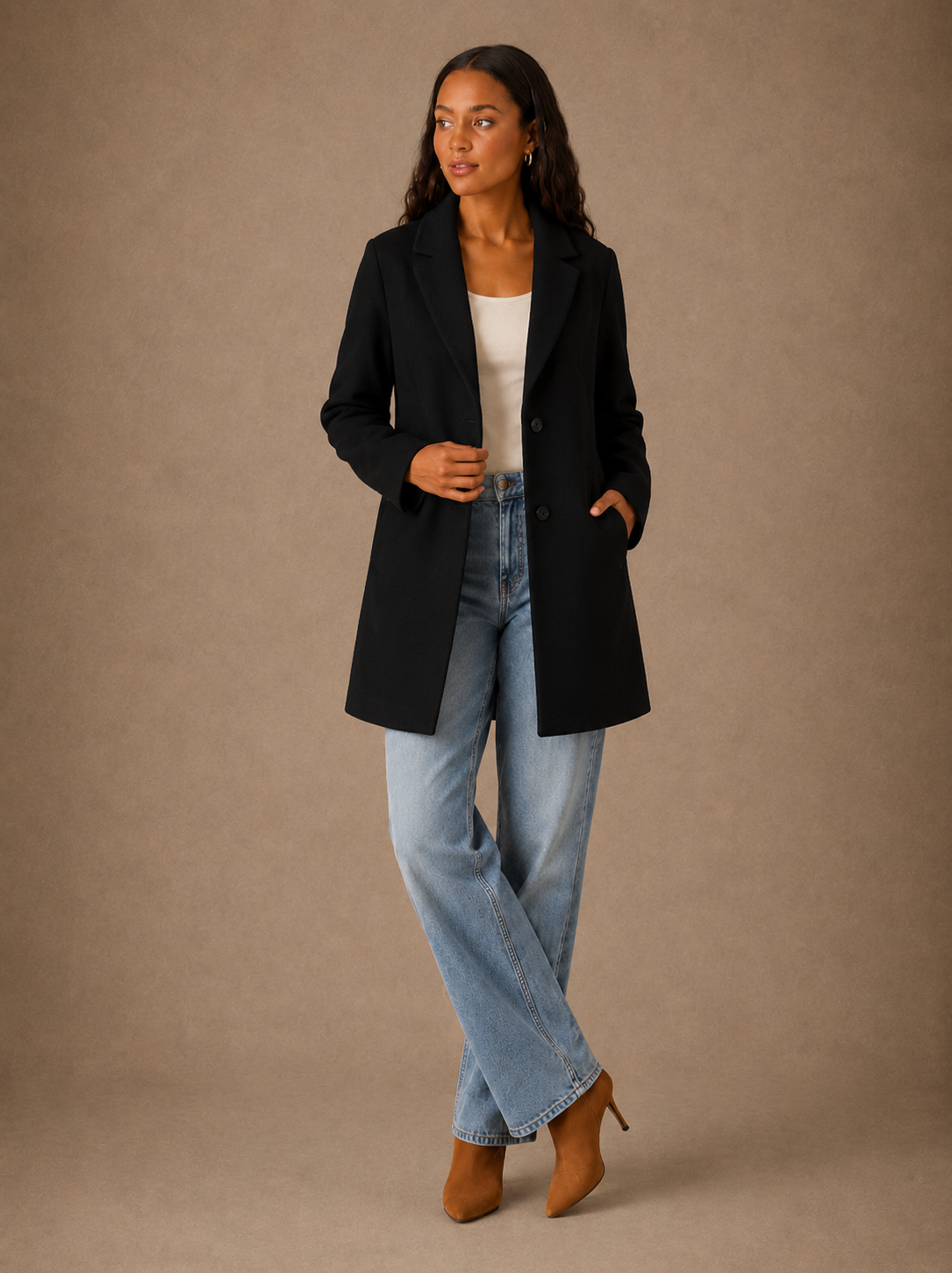 Elegant Tailored Mid-Length Blazer Coat