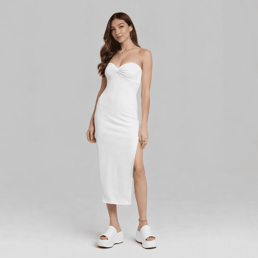 Boobtube twist slit Bodycon dress