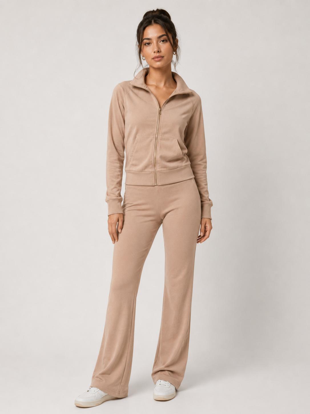 Zip-Up Flared Pants Tracksuit 2PC Set