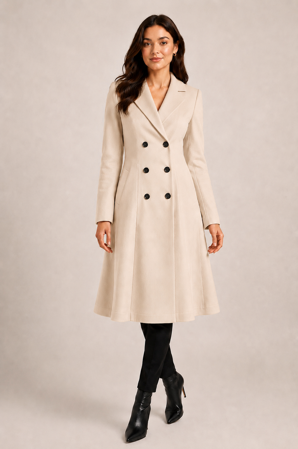 Elegant Double-Breasted Longline Coat