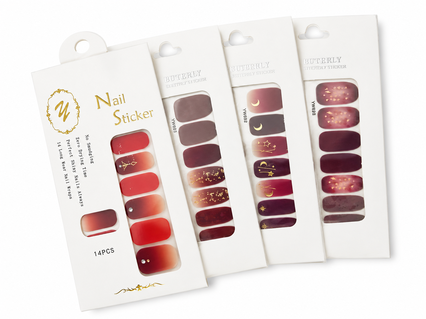 Elegant Designer UV Nail Wrap Stickers