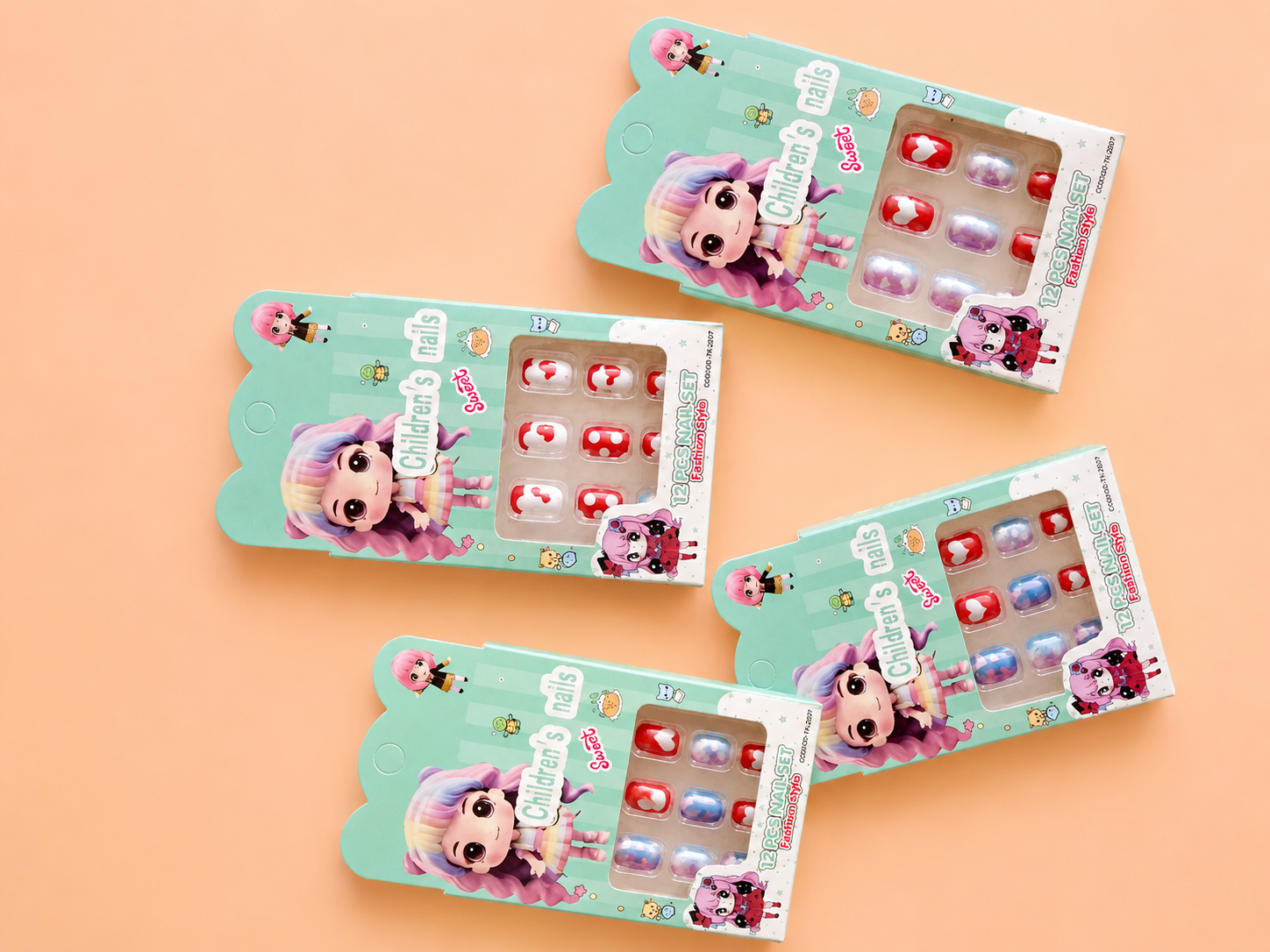 Cutesy Multicolour Designed Kids' Press On Nails