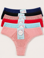 Women’s Floral Lace Trim Thong Panty 2PC