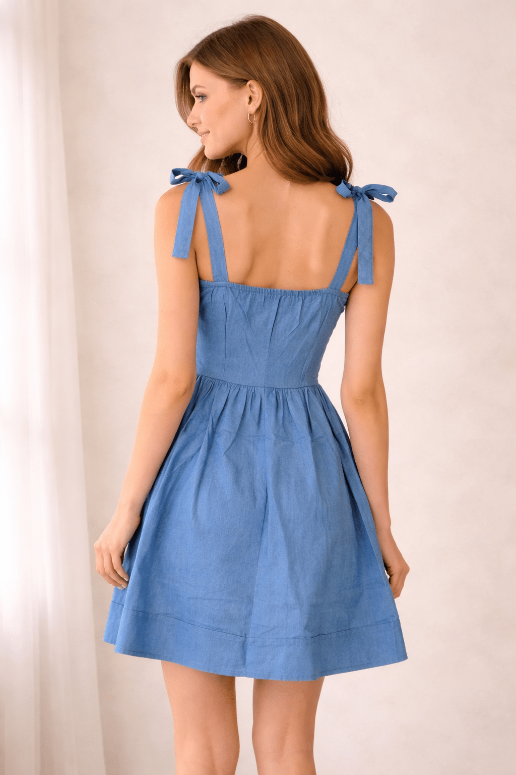 Cute Fit and Flare A-line Denim Mini Dress