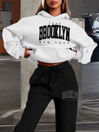 Brooklyn Print Sweatshirt & Jogger Two-Piece Set for Women