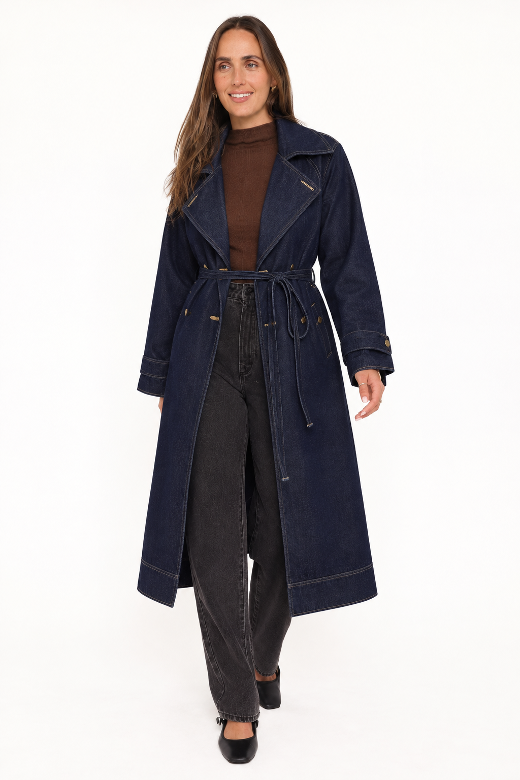 Oversized Denim Trench Coat