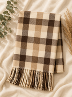 Soft Plaid Tassel Winter Scarf