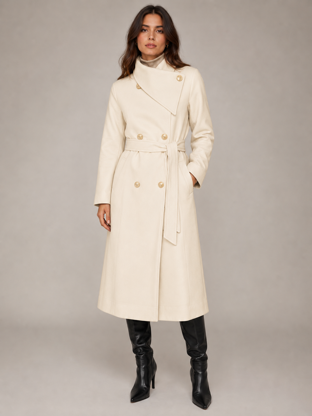 Elegant Double Breasted Longline Winter Coat