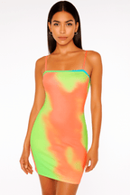 Tie Dye Spaghetti Straps Bodycon Mini Dress
