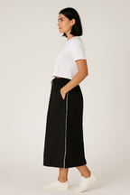 Drawstring Waist Casual Midi Skirt