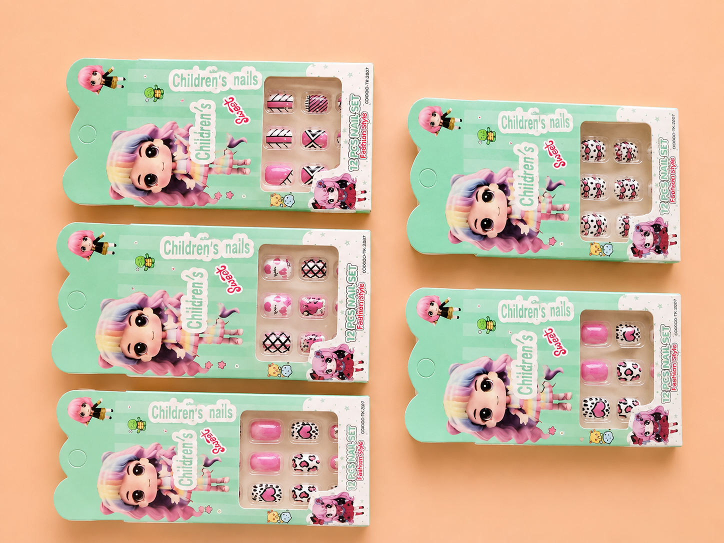 Cutesy Multicolour Designed Kids' Press On Nails
