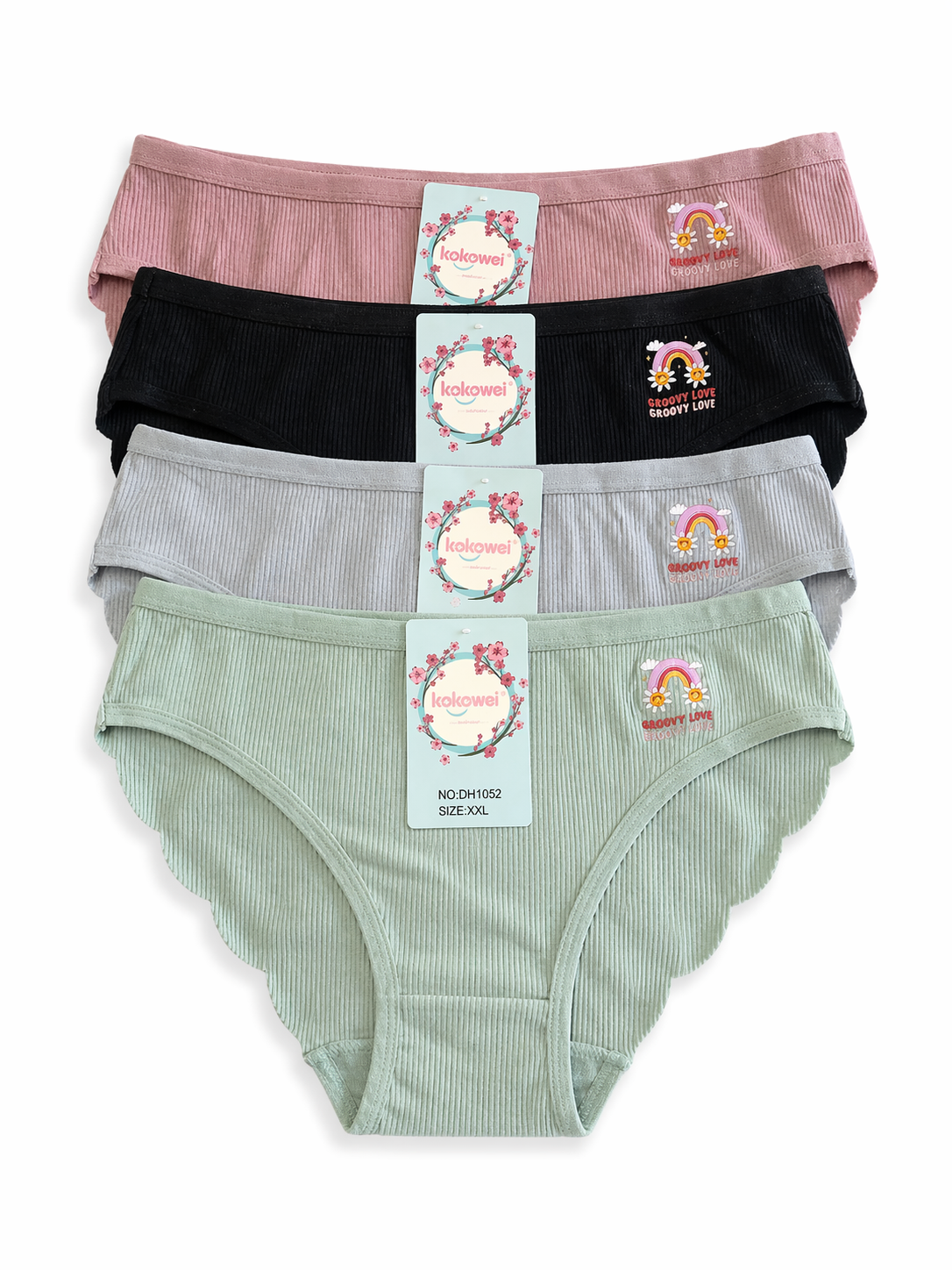 Ribbed Rainbow Print Brief Panty 2PC