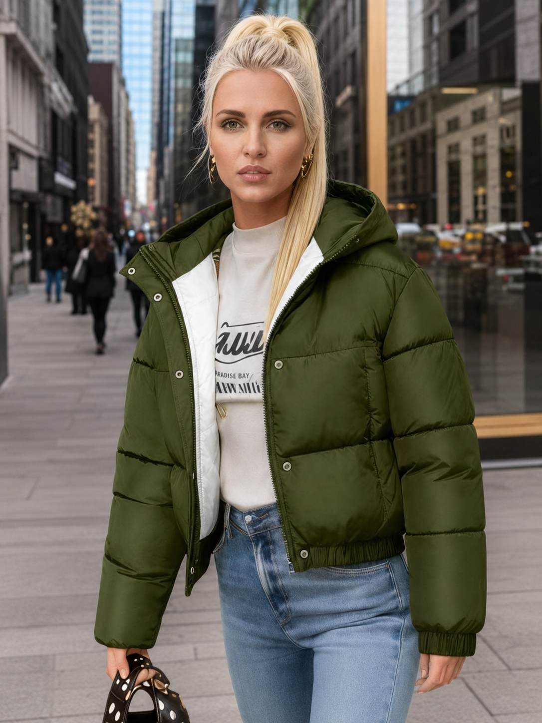Women’s Hooded Cropped Puffer Jacket