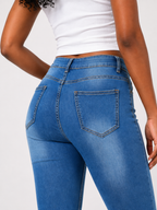Women's High Stretch MId-Risee Skinny Blue Jeans DYQ-255
