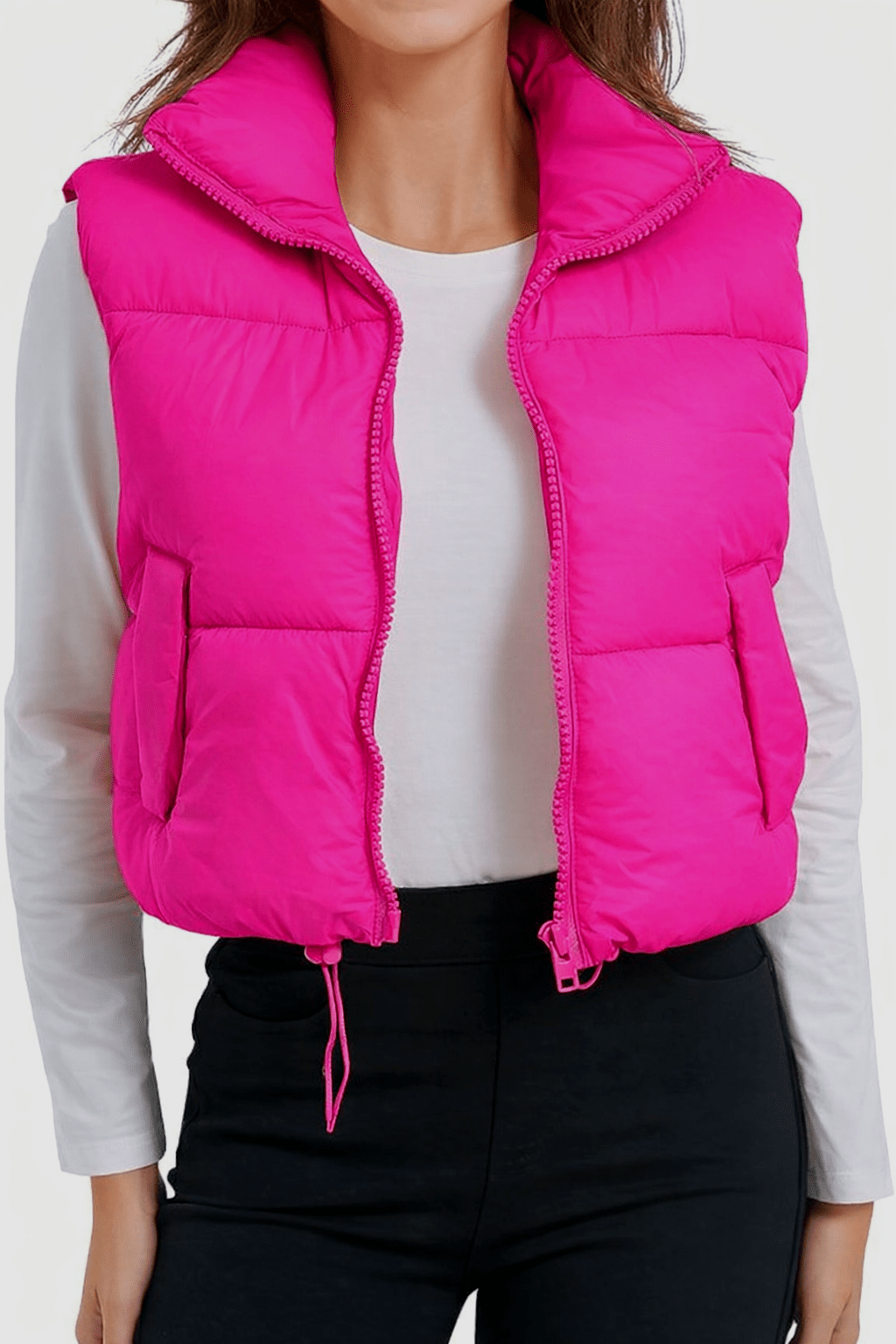 Chic Sleeveless Quilted Winter Cropped Puffer Vest