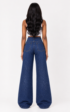 High Waisted Sparkly Wide Leg Jeans