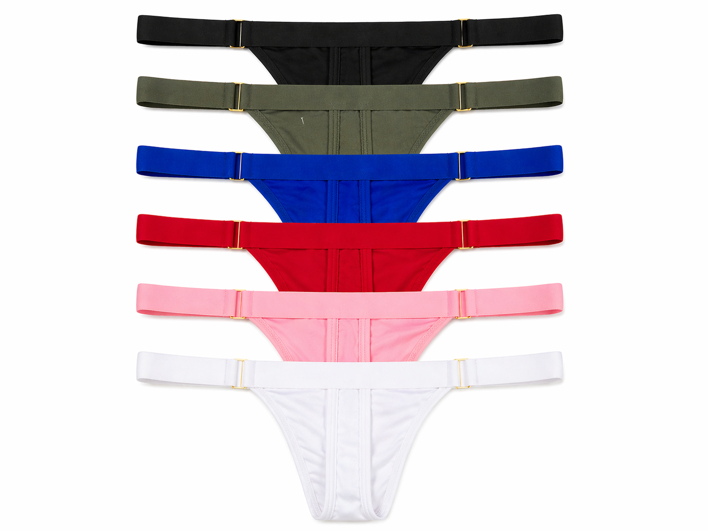 Gold Buckle Detail Strap Thong Panties – 2PC