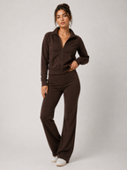 Zip-Up Flared Pants Tracksuit 2PC Set