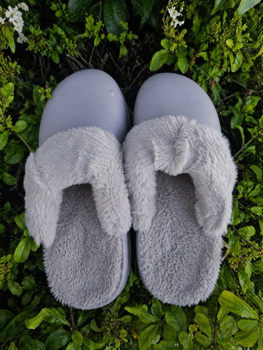 Fluffy Button Strap Platform Slippers