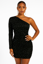 One-Shoulder Glitter Mini Dress – Party & Night Out