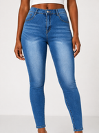 Women's High Stretch MId-Risee Skinny Blue Jeans DYQ-255