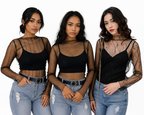 Basic Sheer Mesh T Shirts - 3pc set