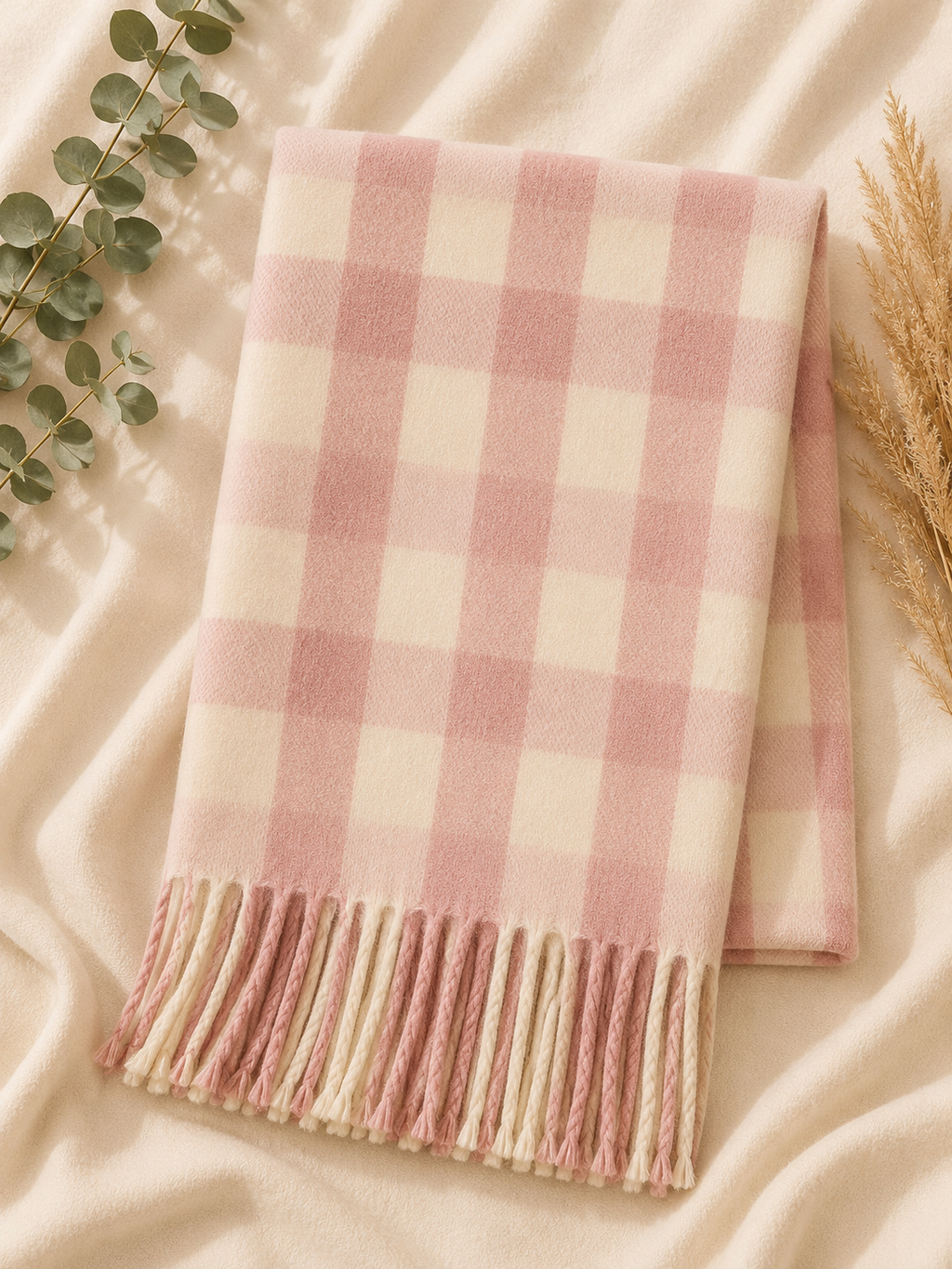 Soft Plaid Tassel Winter Scarf