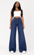 High Waisted Sparkly Wide Leg Jeans