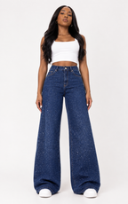 High Waisted Sparkly Wide Leg Jeans