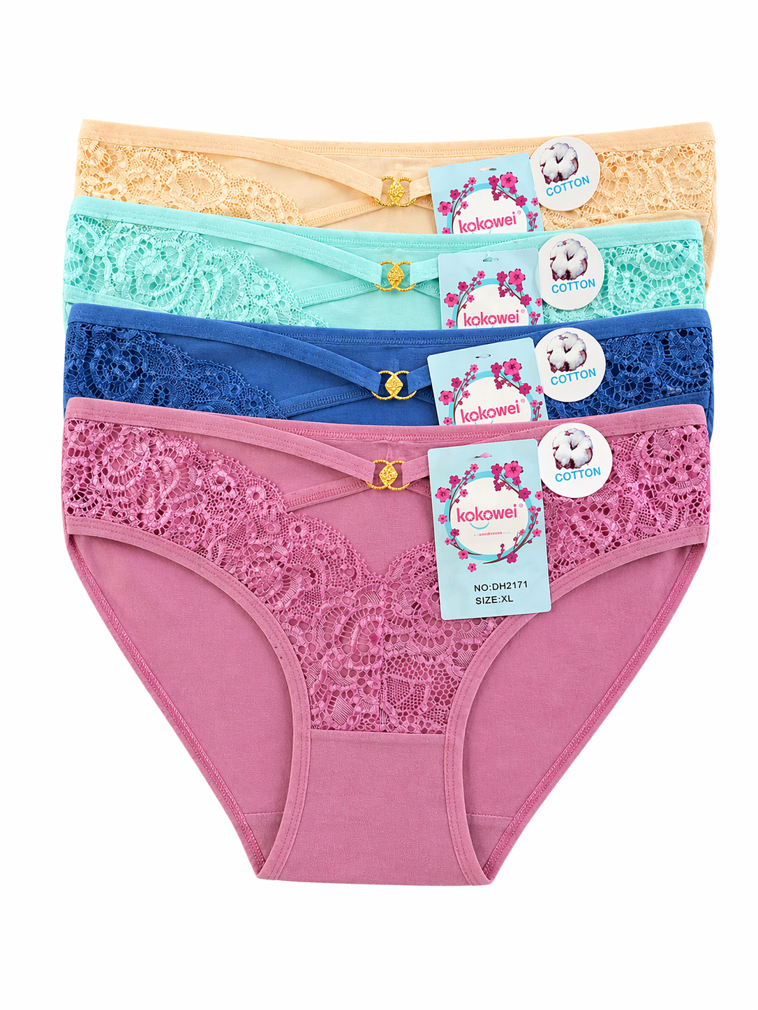 Lace Cotton Brief Panty 2-PC