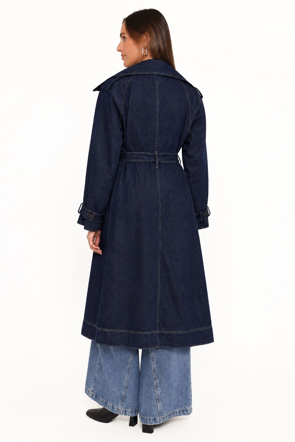 Oversized Denim Trench Coat