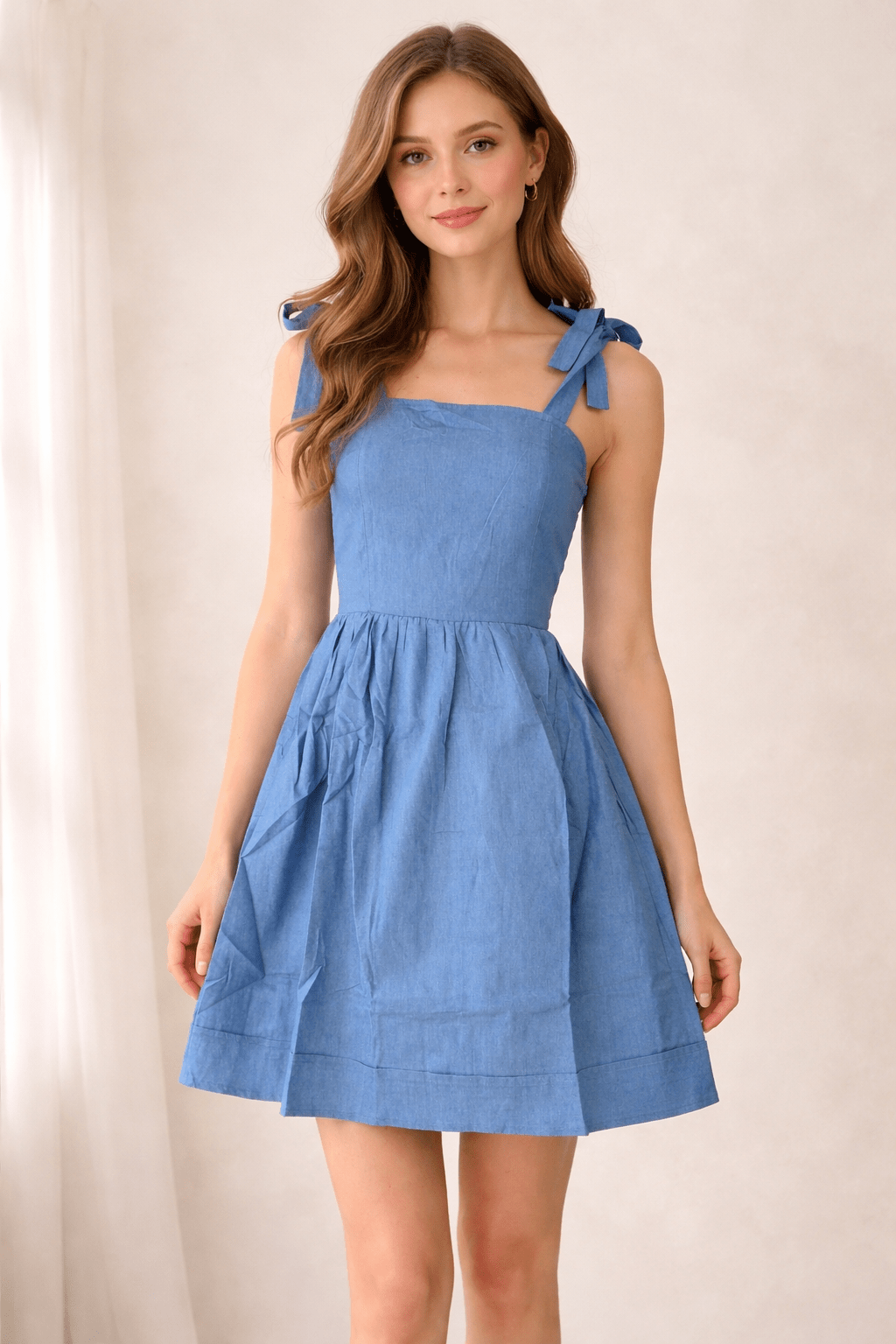 Cute Fit and Flare A-line Denim Mini Dress