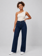 Trendy Dark Wash Wide-Leg Jeans – DYQ 383