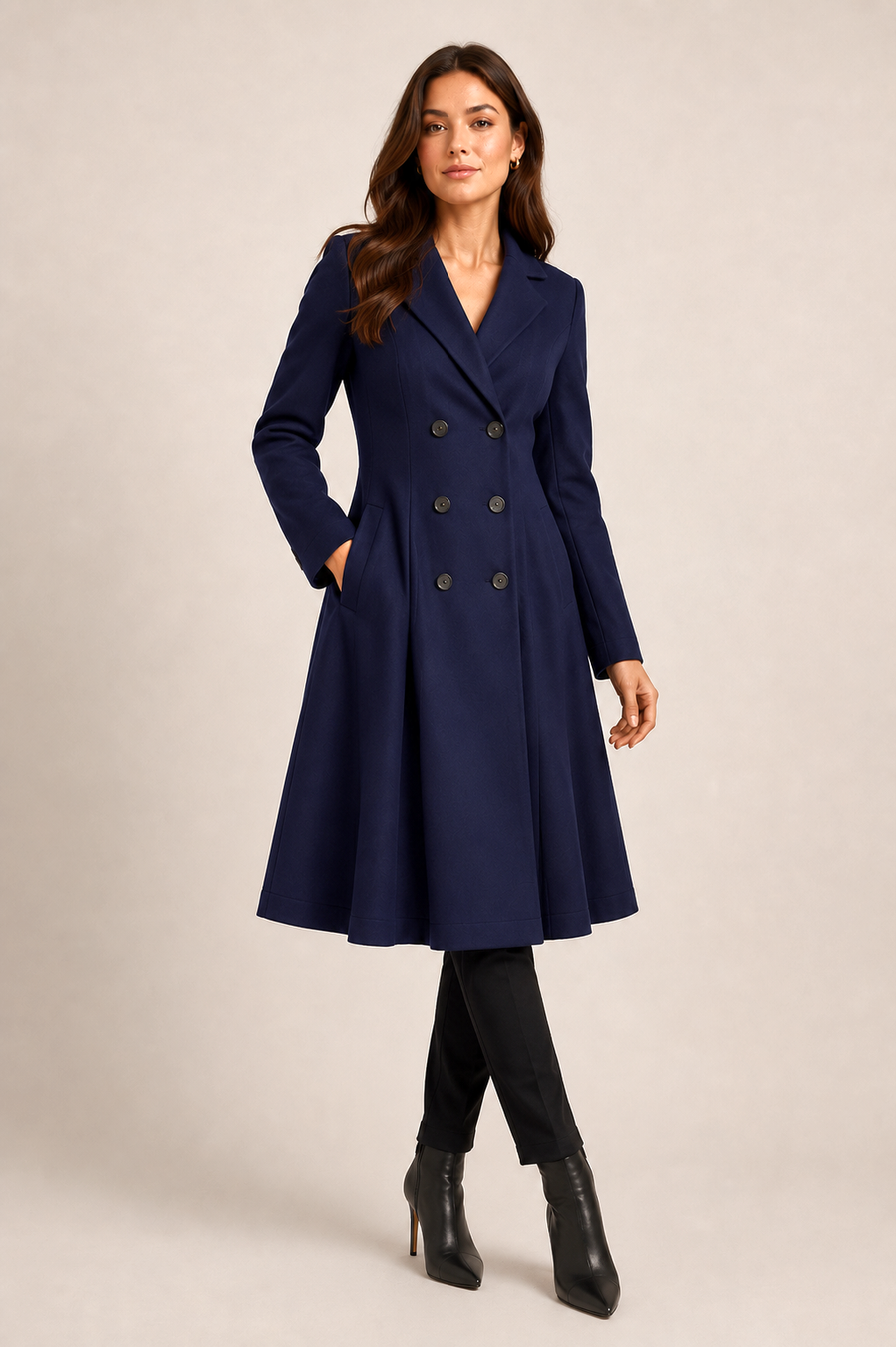 Elegant Double-Breasted Longline Coat