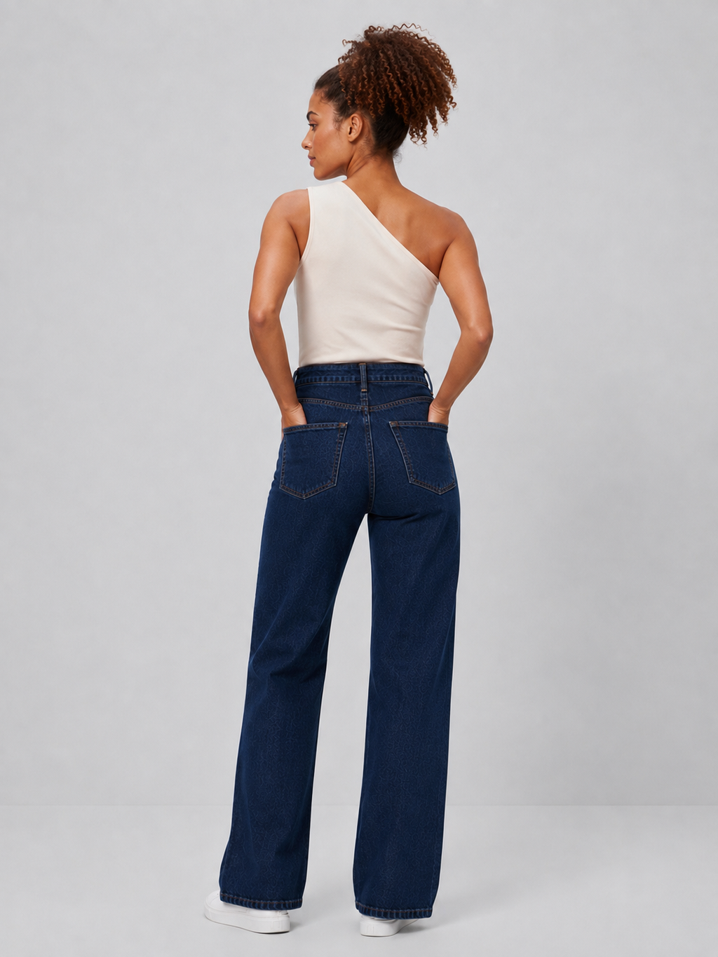 Trendy Dark Wash Wide-Leg Jeans – DYQ 383