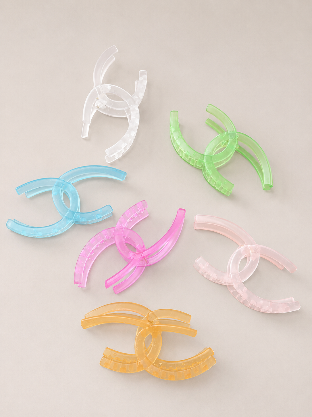 Colourful Transparent Hair Claw Clip - 2pc
