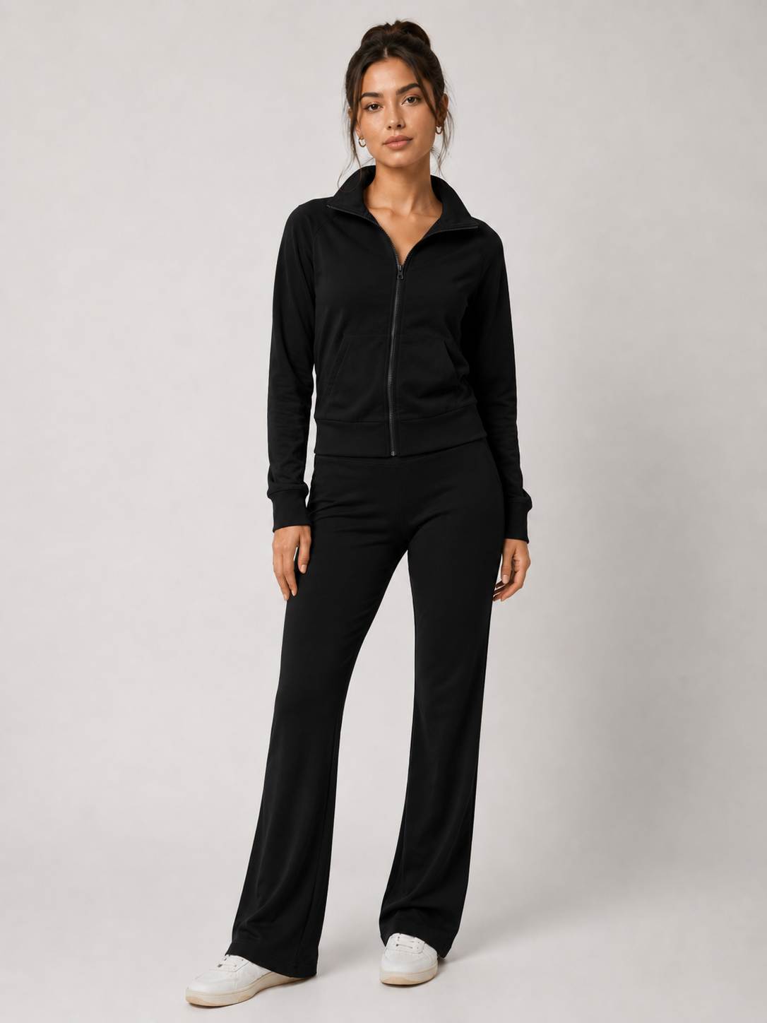 Zip-Up Flared Pants Tracksuit 2PC Set