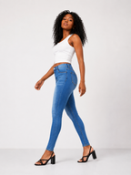 Women's High Stretch MId-Risee Skinny Blue Jeans DYQ-255